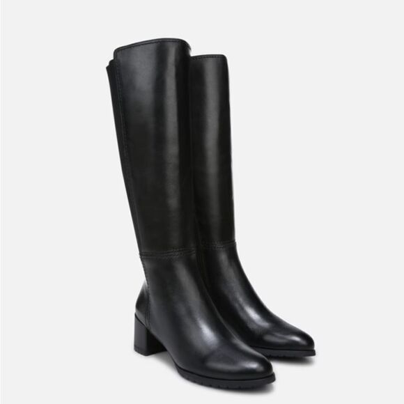 New Naturalizer BRENT WEATHERPROOF black Knee High Leather Boots Wide calf 7.5 - Picture 3 of 8